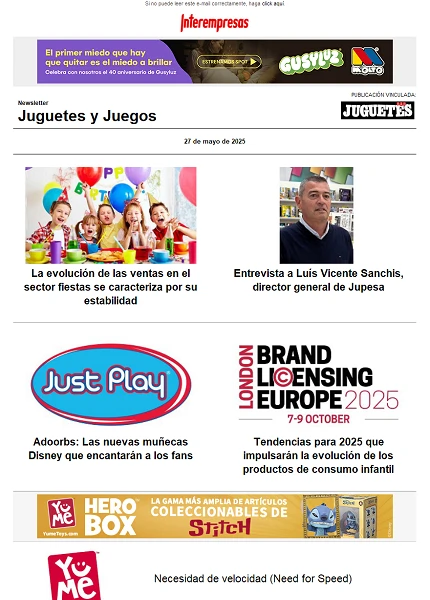 Newsletter de Juguetes y Juegos (JuguetesB2B)