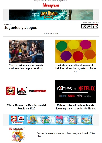 Newsletter de Juguetes y Juegos (JuguetesB2B)