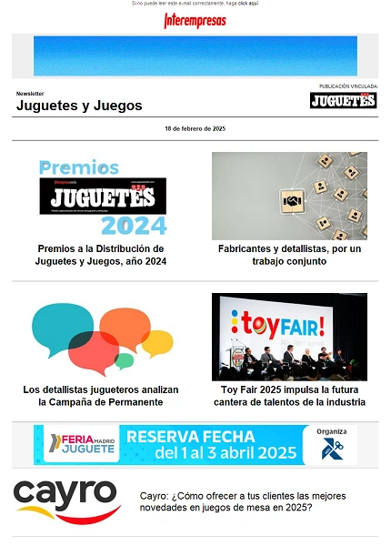 Newsletter de Juguetes y Juegos (JuguetesB2B)