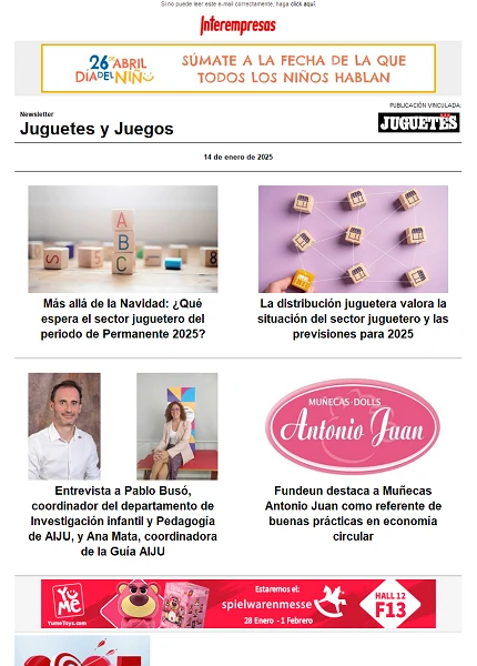 Newsletter de Juguetes y Juegos (JuguetesB2B)