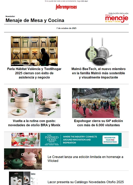 Newsletter Menaje de Mesa y Cocina Newsletter Menaje de Mesa y Cocina