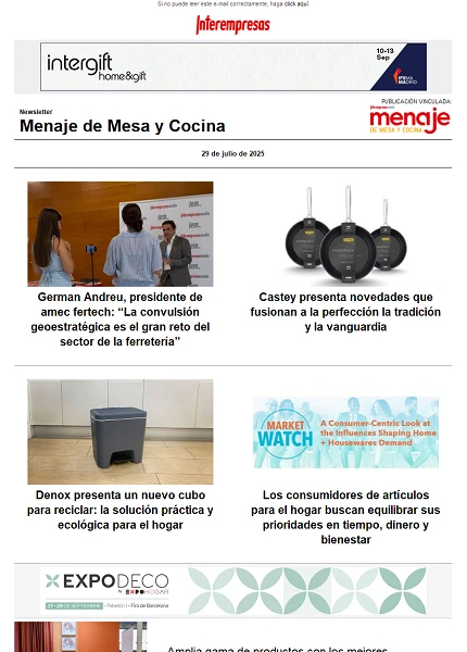 Newsletter Menaje de Mesa y Cocina