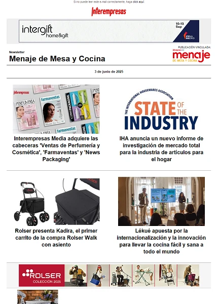 Newsletter Menaje de Mesa y Cocina