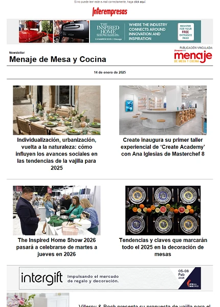 Newsletter Menaje de Mesa y Cocina