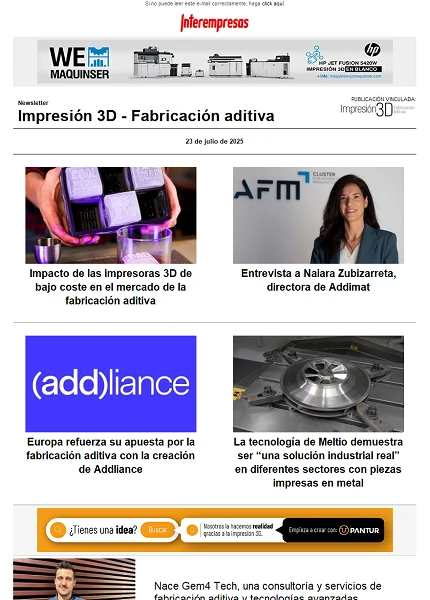 Newsletter Impresión 3D / Fabricación aditiva