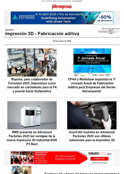 Newsletter Impresión 3D / Fabricación aditiva