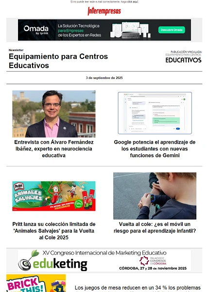 Newsletter Equipamiento para Centros Educativos