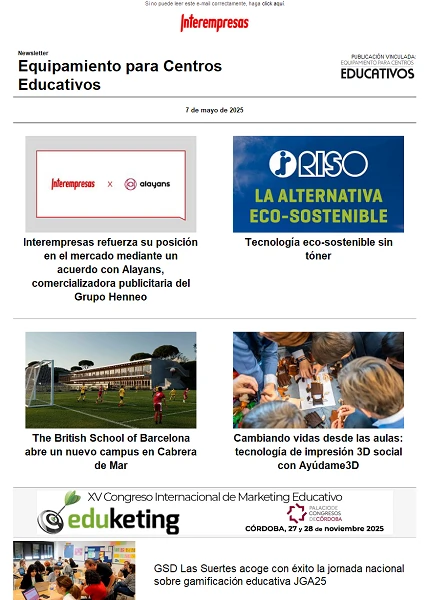 Newsletter Equipamiento para Centros Educativos