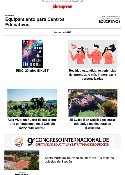 Newsletter Equipamiento para Centros Educativos