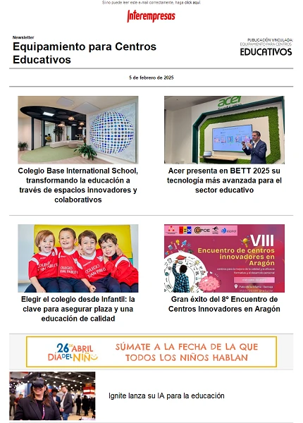 Newsletter Equipamiento para Centros Educativos