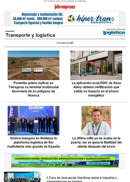 Newsletter Transporte y logística