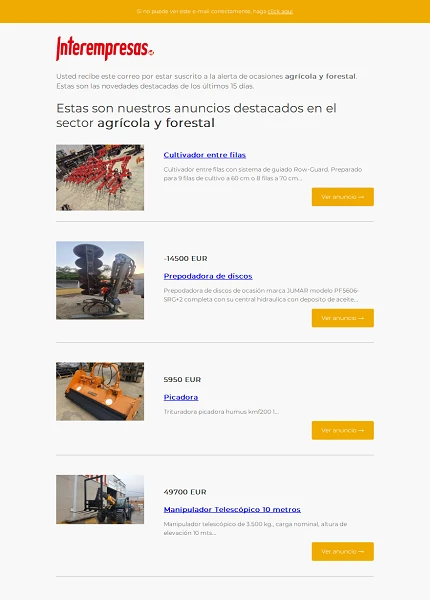 Alerta ocasiones Agrcola