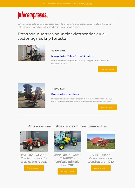 Alerta ocasiones Agr�cola