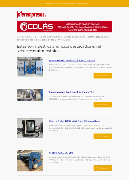 Alerta ocasiones Metal-mecnica