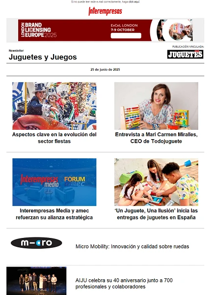 Newsletter de Juguetes y Juegos (JuguetesB2B)