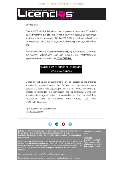 Newsletter de Licencias