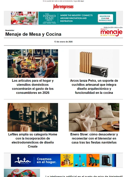 Newsletter Menaje de Mesa y Cocina
