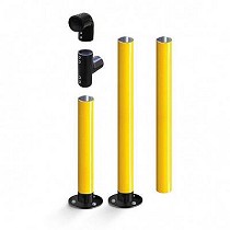 Barandillas y pilonas modulares con base flexible