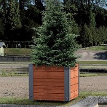 Jardinera de acero y madera