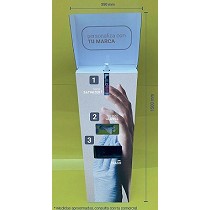 Display dispensador de gel desinfectante y guantes