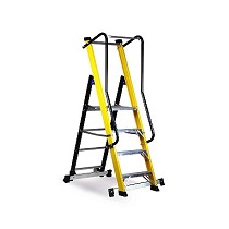 Escaleras de fibra con plataforma y guardacuerpos