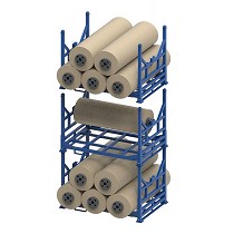 Estanteras para almacenar productos en rollos y balas