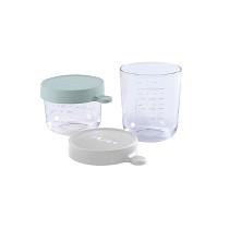 Pack de 2 Tarritos cristal 150 ml azul / 250 ml gris claro