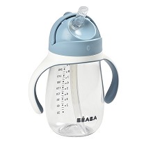 Taza con pajita 300 ml - gris azulado