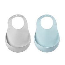 Juego de 2 Baberos silicona gris / verde claro