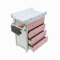 Baera cambiador cajones blanco y rosa
