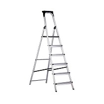 Escaleras con plataforma con portaherramientas