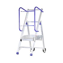 Taburetes profesionales con plataforma y guardacuerpo