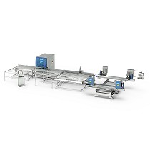 Lnea con soldadora de 4 cabezales y limpiadora CNC de 4 ejes central