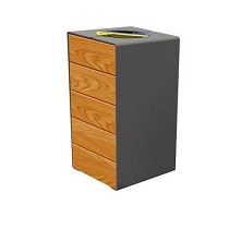 Papeleras reciclaje acero y madera