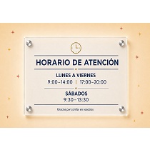 Placas de horario de atenci�n en metacrilato sublimado