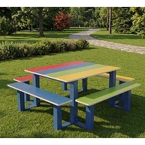 Mesas de p�cnic infanties de HDPE y acero