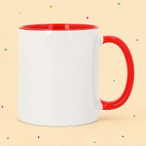 Tazas de cer�mica bicolor con interior y asa a juego