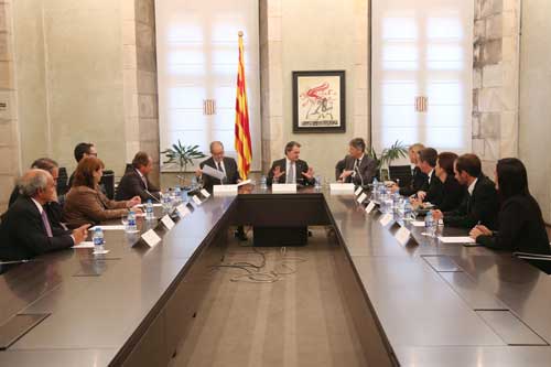 Durante la reunin entre Artur Mas, Felip Puig y la nueva junta directiva de Aecork