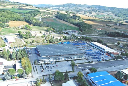 Vista area de la fbrica de Genie en Umbertide (Italia)