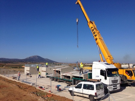 Fase de instalacin del punto limpio en Calamonte (Badajoz)