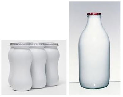 Figura 4: Envases tipo botella del proyecto Biobottle: a) Productos Pro-biticos. b) Botellas de leche y batidos