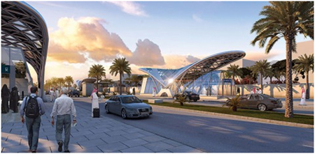 Vista simulada de una estaci�n del metro de Riad en superficie