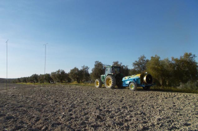 Figura 4. Ensayos de anlisis de la deriva segn el protocolo estndar ISO 22866, en finca Fuente la Rosa (Crdoba)