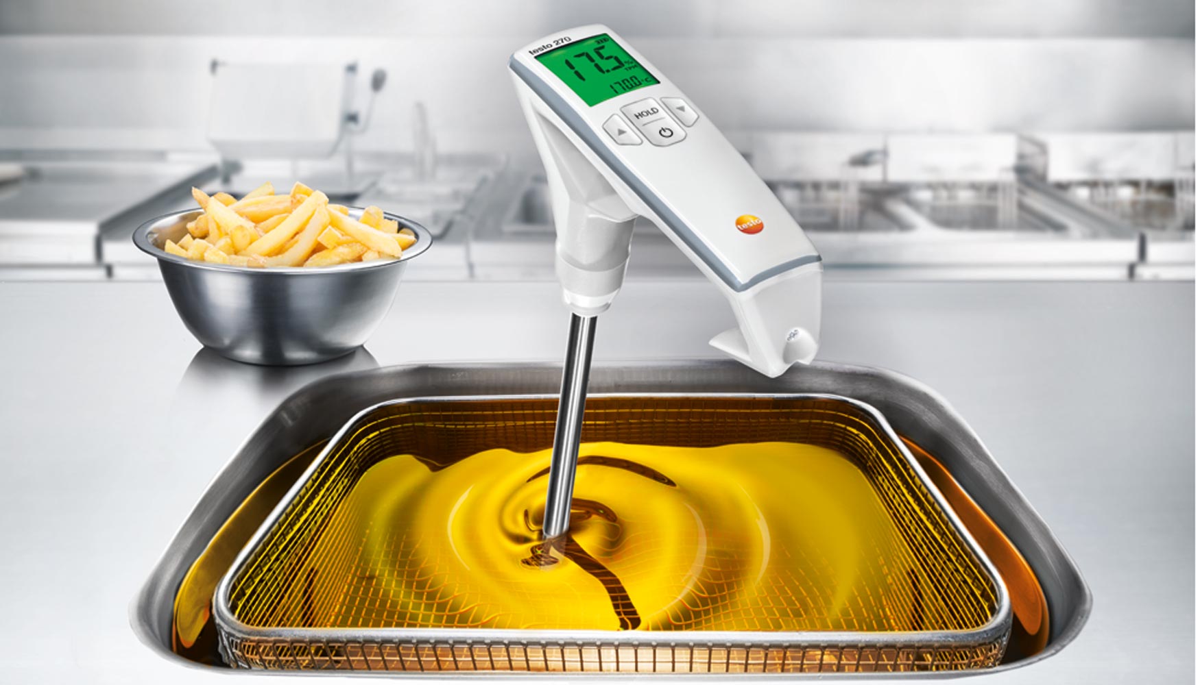 El medidor de aceite de fritura Testo 270 es robusto, prctico e intuitivo