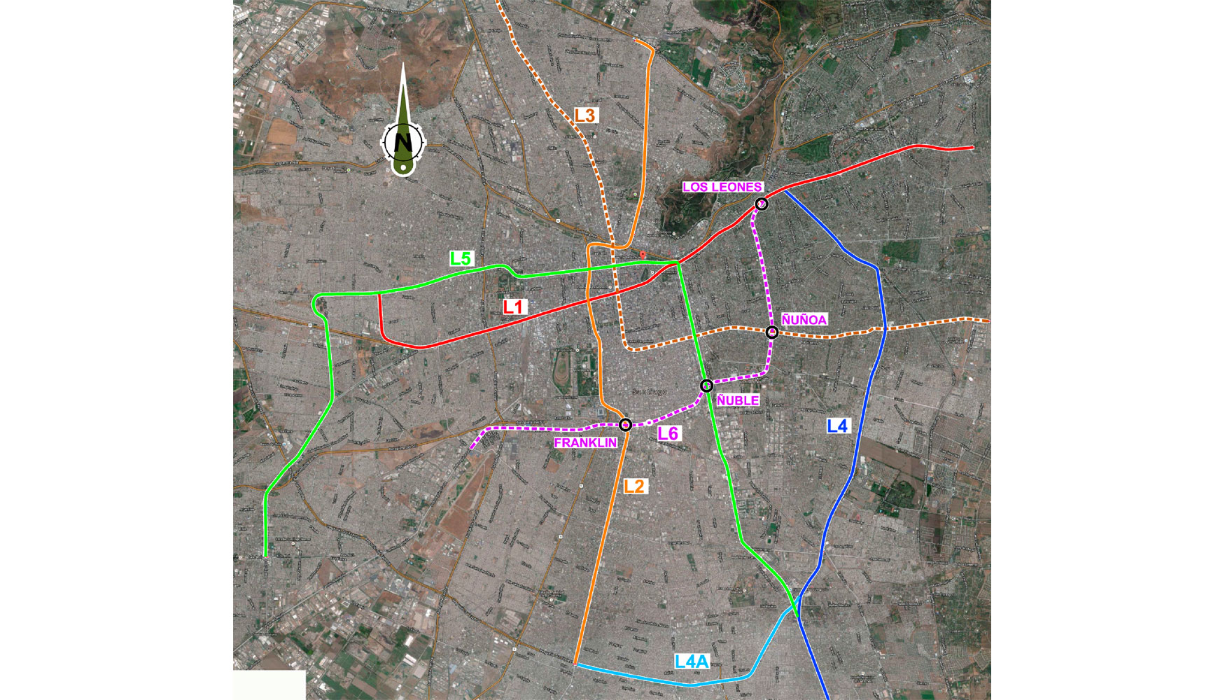 Figura 1: Red del Metro de Santiago de Chile