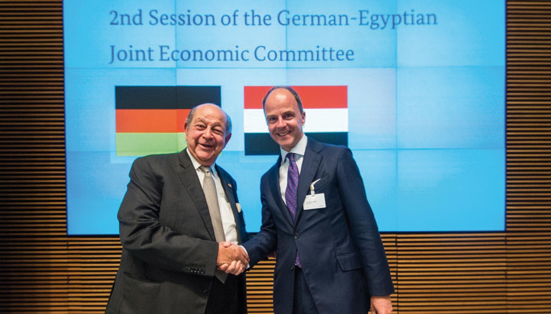 Ali Helmy Eissa, responsable del Consejo de Exportacin de Productos Agrcolas de Egipto, y Christian Gke, director general de Messe Berln...
