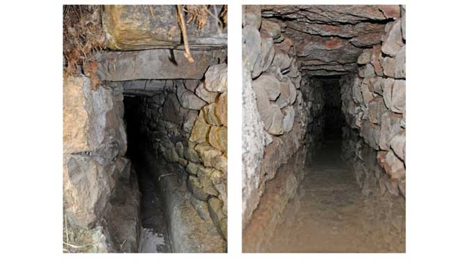 Ilustración 1. Perspectivas del interior de dos minas de agua situadas en el sur y suroeste de Gran Canaria...