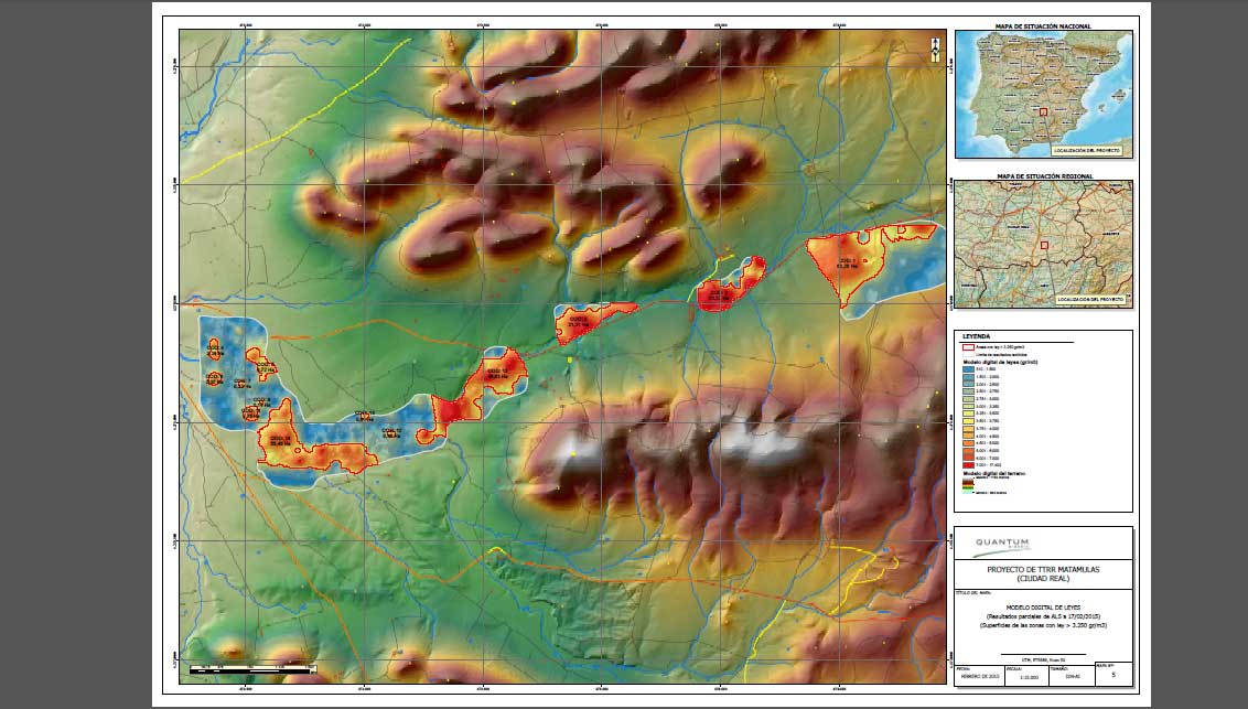 Figura 4: Mapa de delimitacin de zonas de inters econmico del yacimiento de Matamulas