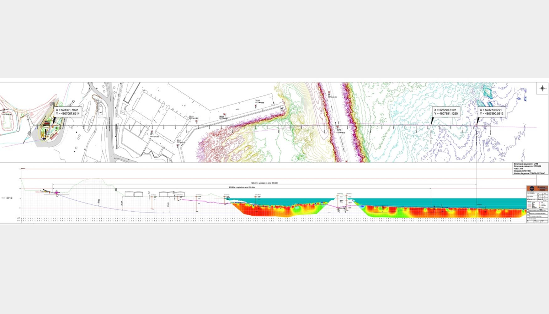 Planta y perfil de la perforaci�n dirigida realizada
