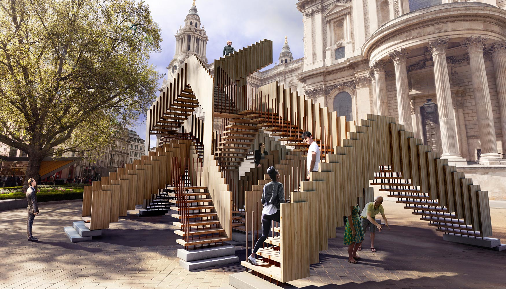 'Endless stair', diseada en tulipwood estadounidense para el Festival de Diseo de Londres 2013. Fuente: AHEC